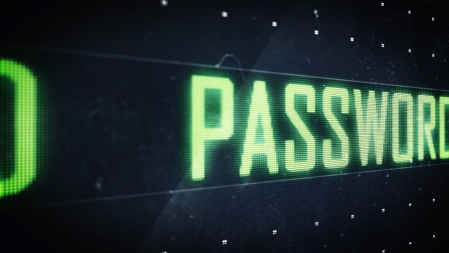 Pixel Password Green Sign scrolling on Digital LED Screen. Seamless Loop.