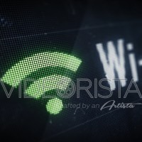 Pixel Wi-fi Icon with Text on Digital LED Screen