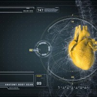 Heart Anatomy on Medical Futuristic Wireframe Interface